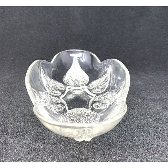 Vintage ANCHOR HOCKING RENAISSANCE Oval Relish Dish ~ Beaded Leaf ~ Mid Century - Picture 5 of 11